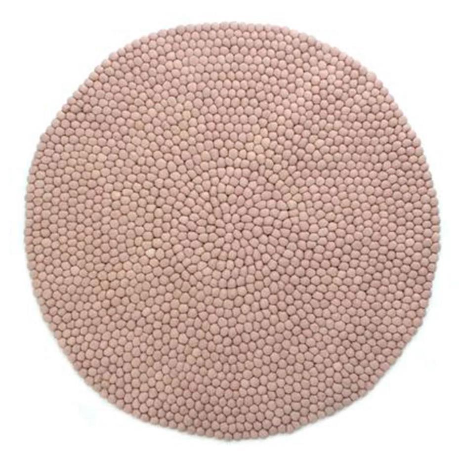 Billede af Kugletæppe håndlavet i 100% ren uld - Støvet rosa