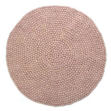 Kugletæppe håndlavet i 100% ren uld - Støvet rosa