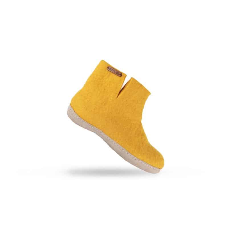 Uldstøvle (100% ren uld) - Model Karry gul m/sål i skind - Dansk Design fra SHUS