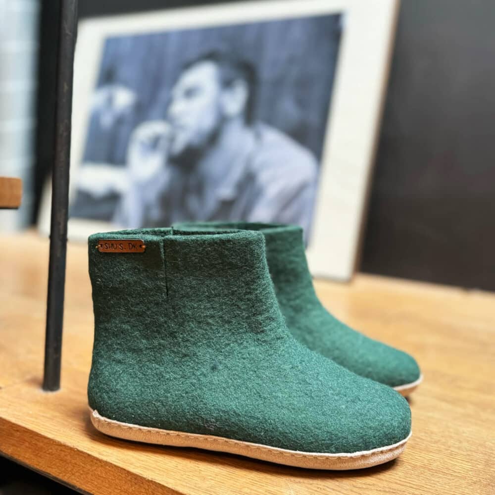 Uldstøvle (100% ren uld) - Model Grøn m/sål i skind - Dansk Design fra SHUS