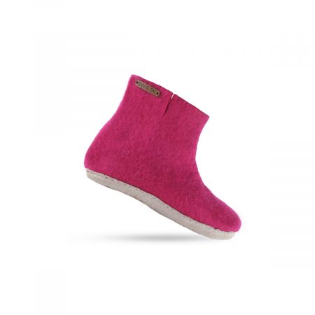 Uldstøvle (100% ren uld) - Model pink m/sål i skind - Hjemmesko af Dansk Design fra SHUS