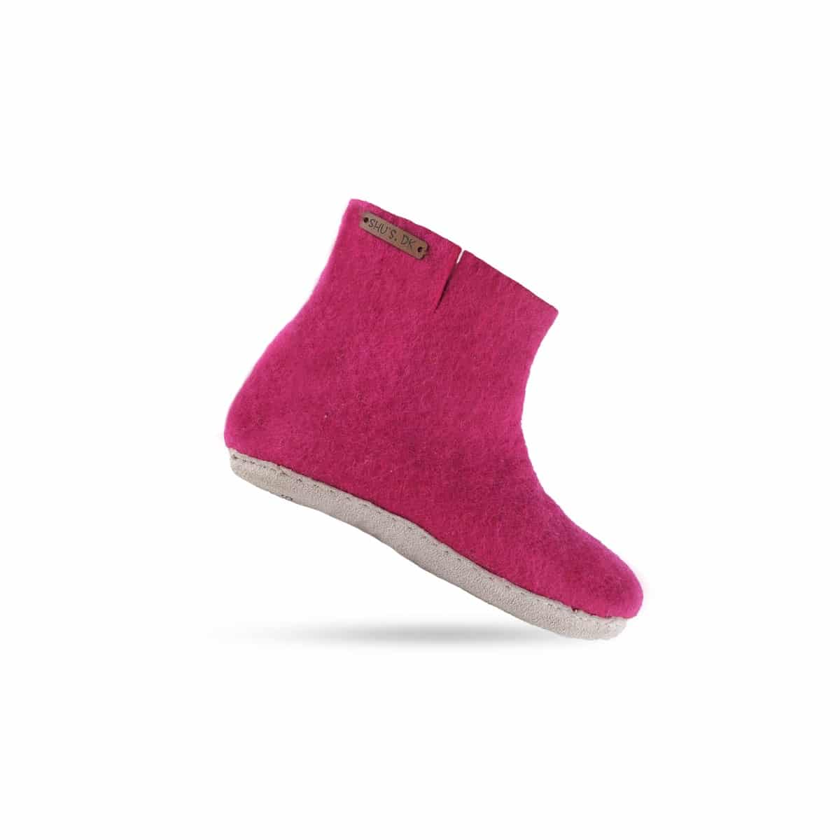 Billede af Uldstøvle (100% ren uld) - Model pink m/sål i skind - Dansk Design fra SHUS
