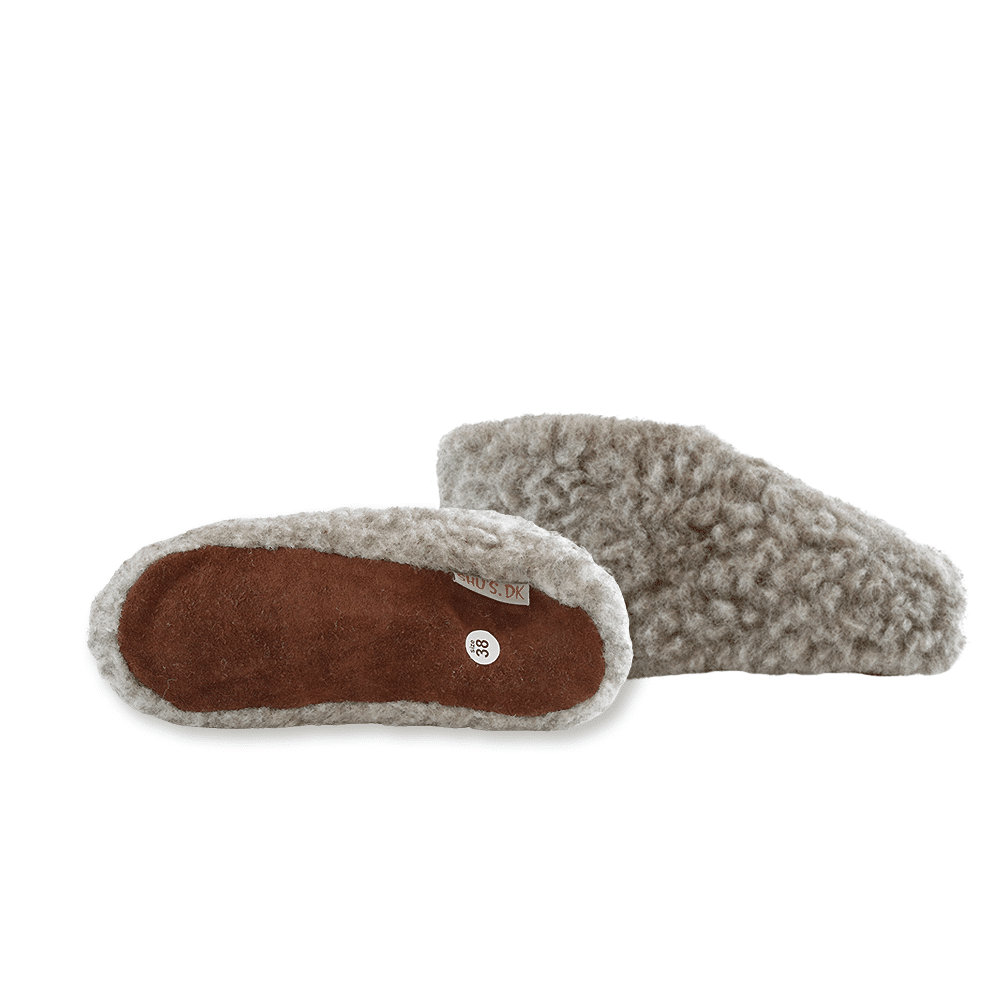 Fluffy Uld Hjemmesko (100% ren uld) - Model Grå - Dansk Design fra SHUS