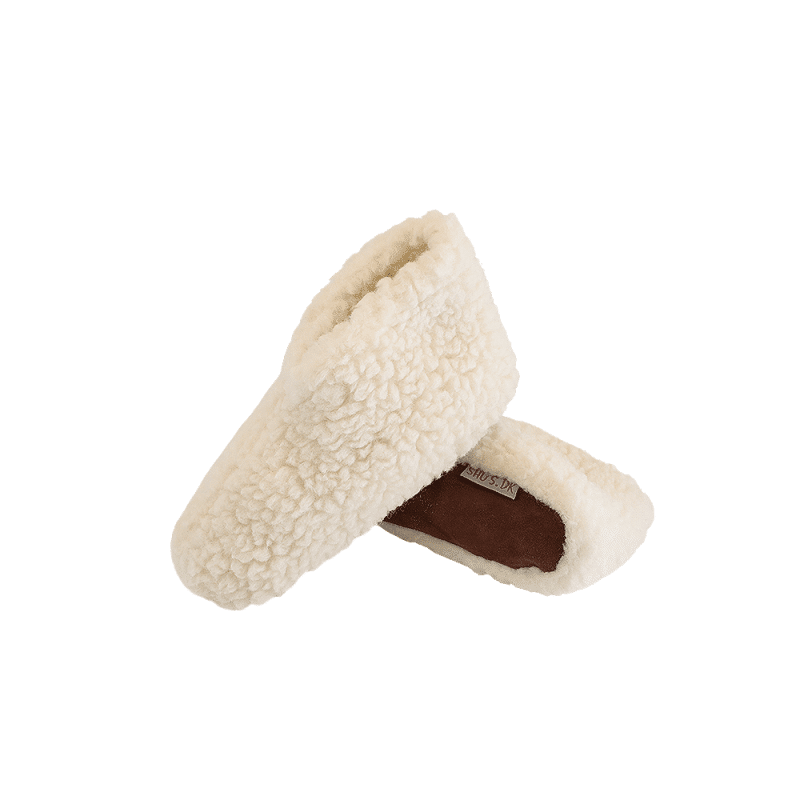 Fluffy Uld Hjemmesko (100% ren uld) - Model Hvid - Dansk Design fra SHUS