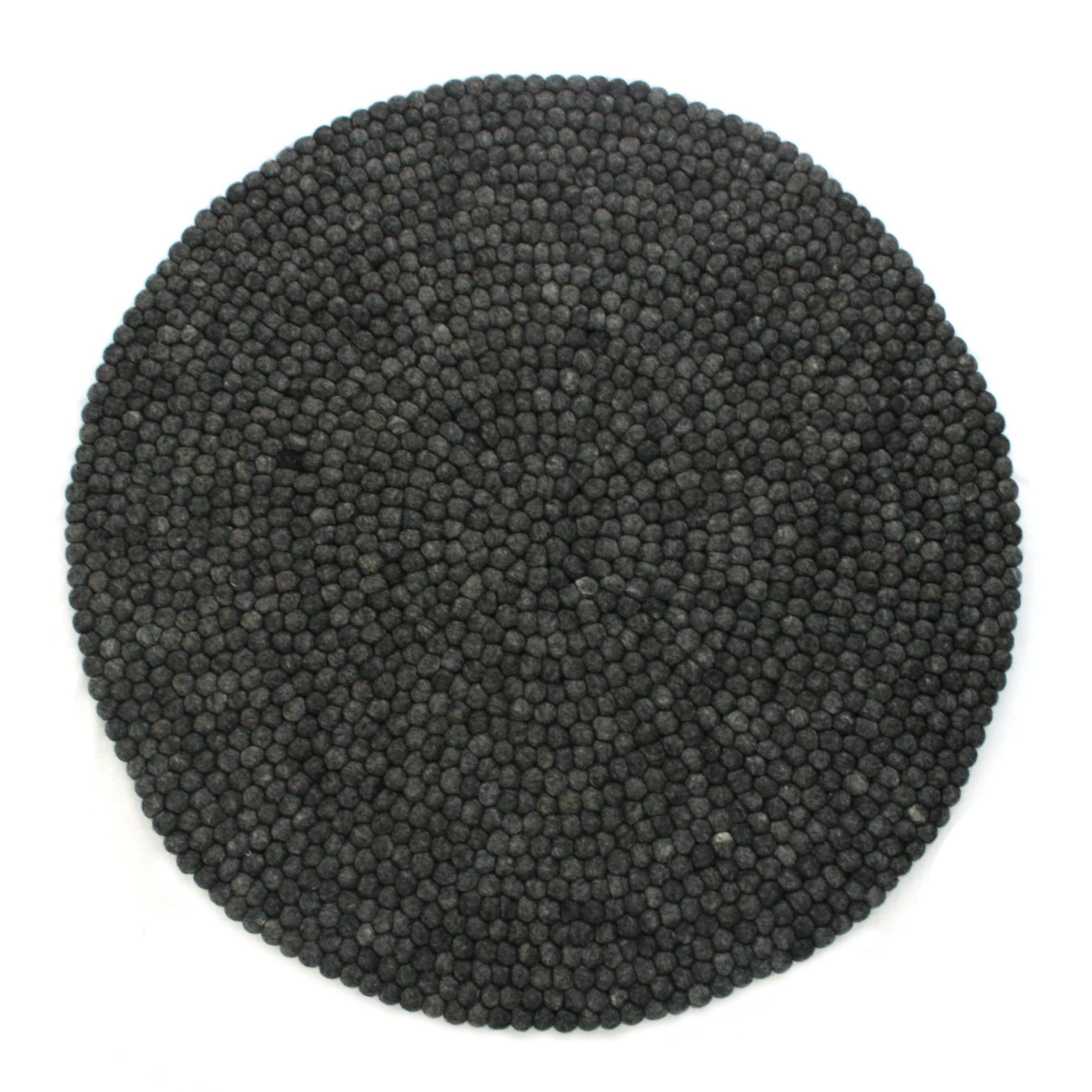 Billede af Kugletæppe håndlavet i 100% ren uld - Mørkgrå