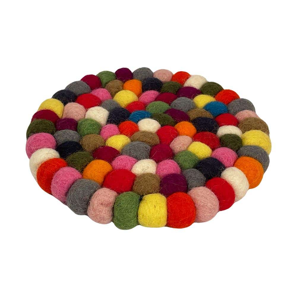 Billede af Bordskåner i 100% uld (ø10cm) - multifarvet, går eller lysegrå